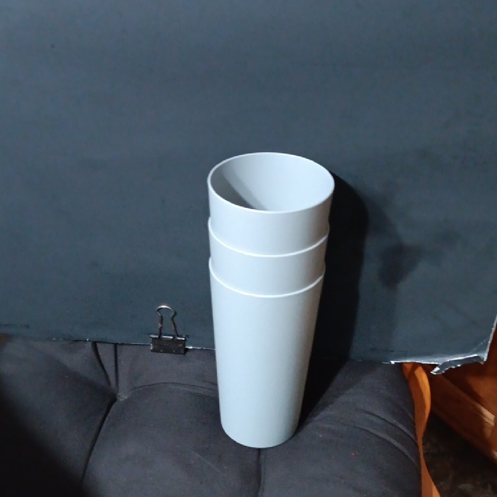 Set of Three Gray Stacking Cups